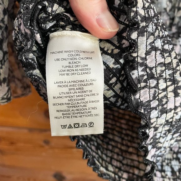 Free People Beatrice Smocked Floral Print Top Size Small Puff Sleeves - Picture 5 of 8